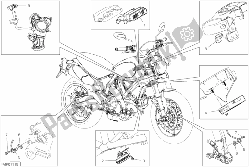 Todas as partes de 13d - Dispositivos Elétricos do Ducati Scrambler 1100 Special USA 2018